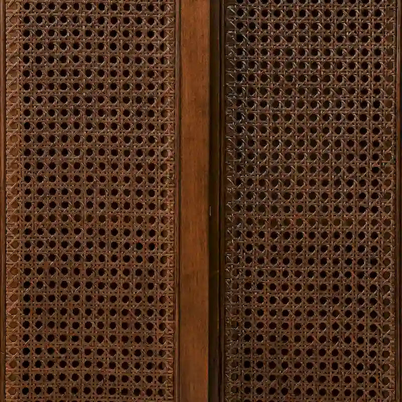 Mid Century Modern Rattan Sideboard Cabinet, Buffet Cabinet, Adjustable Shelf & Solid Wood Feet & Rattan Cabinet Doors