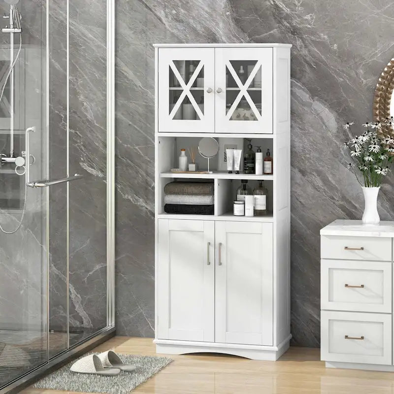 Costway Tall Bathroom Cabinet Large Floor Storage Cabinet with Acrylic - See Details