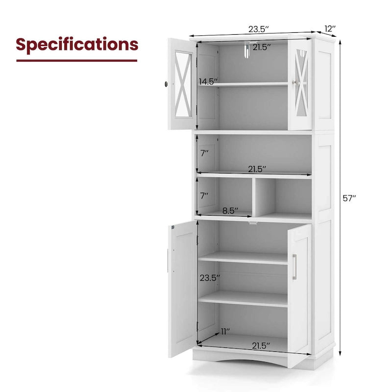 Costway Tall Bathroom Cabinet Large Floor Storage Cabinet with Acrylic - See Details