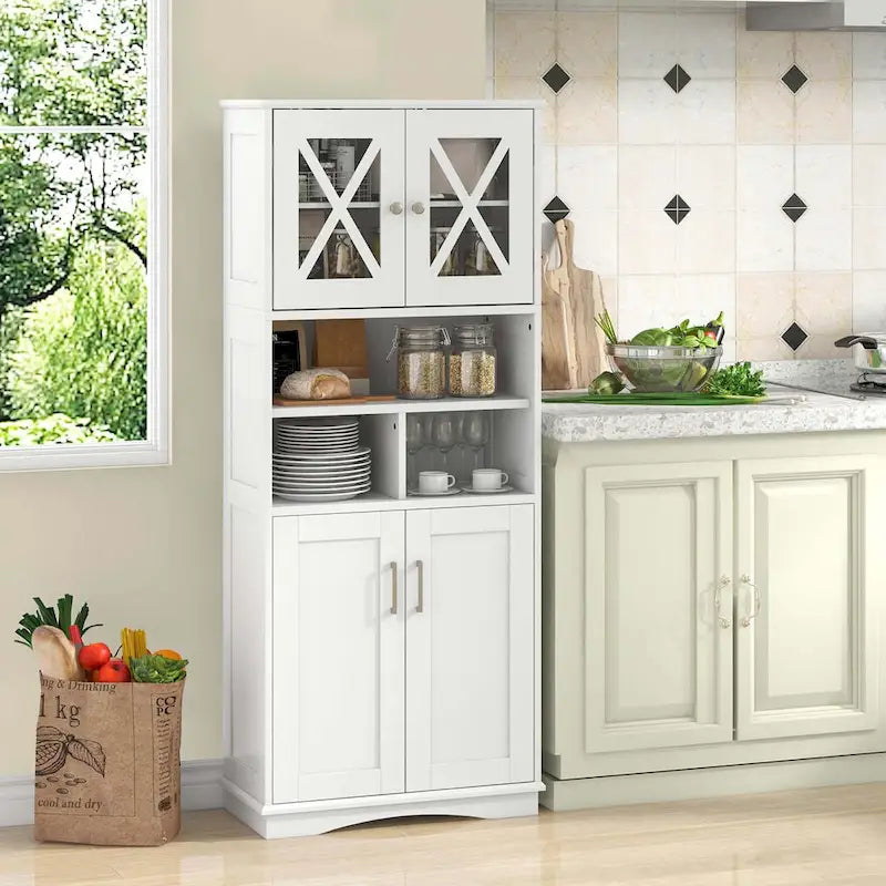 Costway Tall Bathroom Cabinet Large Floor Storage Cabinet with Acrylic - See Details