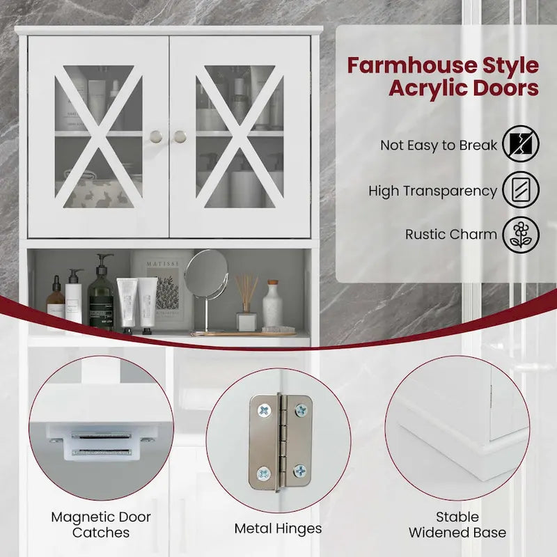 Costway Tall Bathroom Cabinet Large Floor Storage Cabinet with Acrylic - See Details