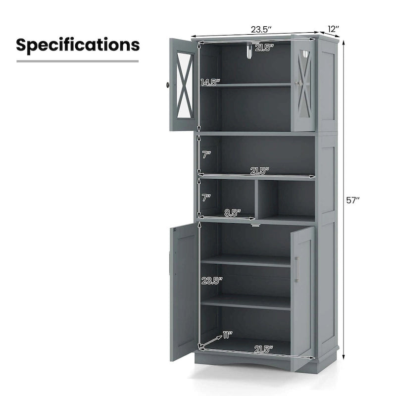 Costway Tall Bathroom Cabinet Large Floor Storage Cabinet with Acrylic - See Details