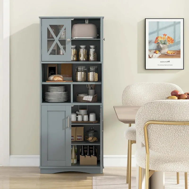 Costway Tall Bathroom Cabinet Large Floor Storage Cabinet with Acrylic - See Details