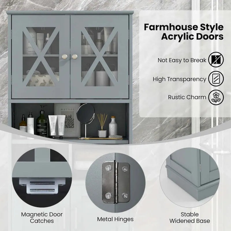 Costway Tall Bathroom Cabinet Large Floor Storage Cabinet with Acrylic - See Details