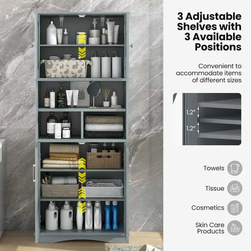 Costway Tall Bathroom Cabinet Large Floor Storage Cabinet with Acrylic - See Details