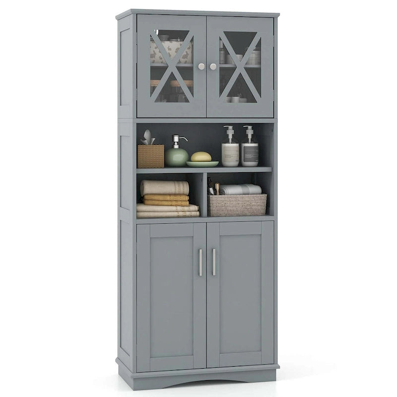 Costway Tall Bathroom Cabinet Large Floor Storage Cabinet with Acrylic - See Details