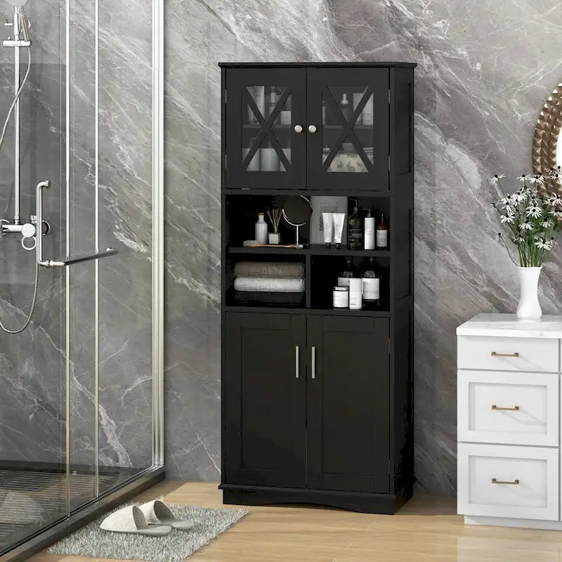Costway Tall Bathroom Cabinet Large Floor Storage Cabinet with Acrylic - See Details