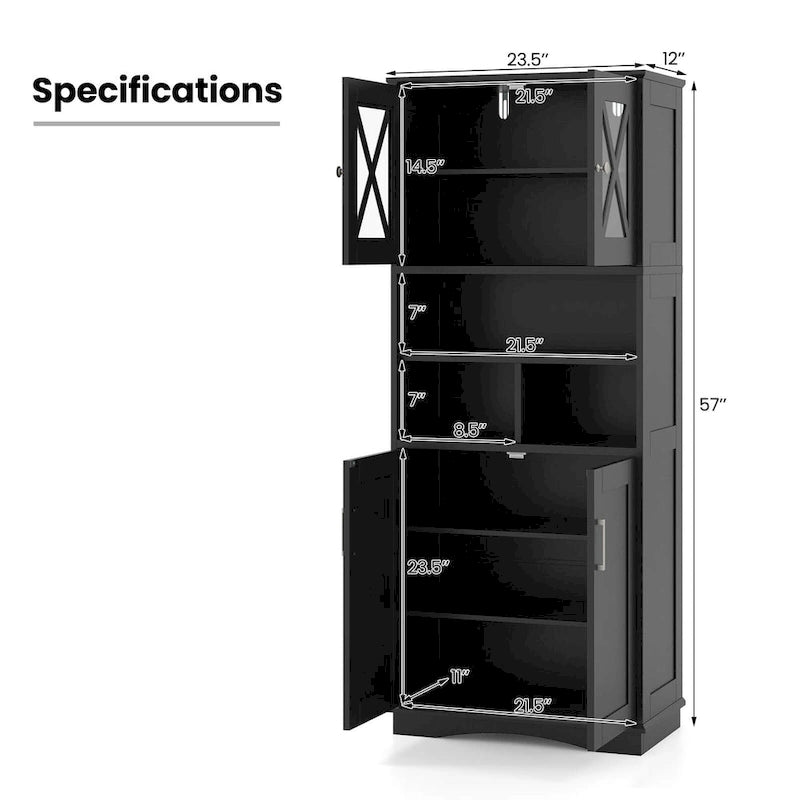 Costway Tall Bathroom Cabinet Large Floor Storage Cabinet with Acrylic - See Details