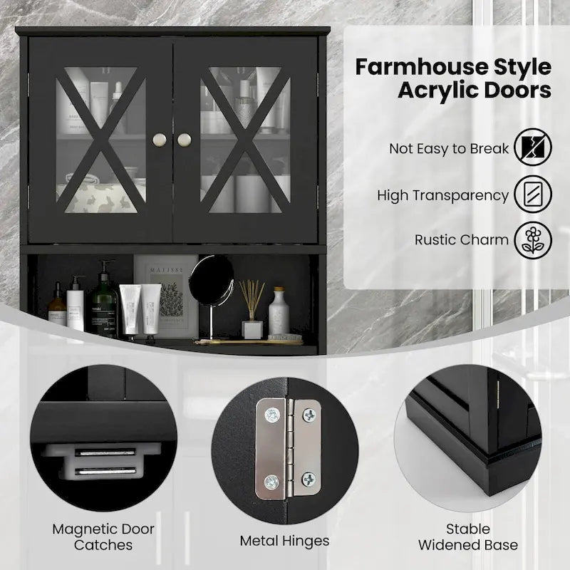 Costway Tall Bathroom Cabinet Large Floor Storage Cabinet with Acrylic - See Details
