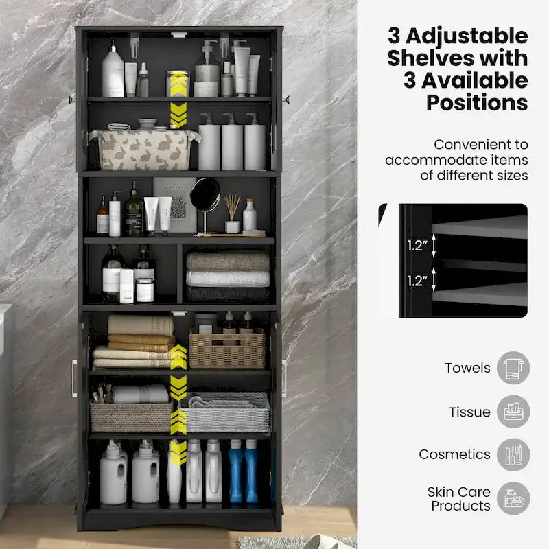 Costway Tall Bathroom Cabinet Large Floor Storage Cabinet with Acrylic - See Details
