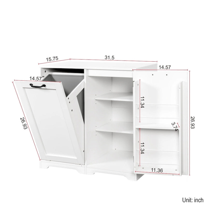 Freestanding bathroom Cabinet with Tilt-Out Hamper & Adjustable ShelfDoor Shelve Design