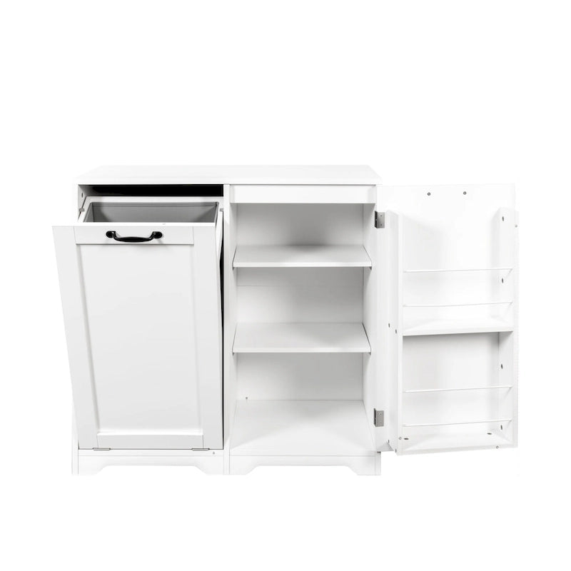 Freestanding bathroom Cabinet with Tilt-Out Hamper & Adjustable ShelfDoor Shelve Design