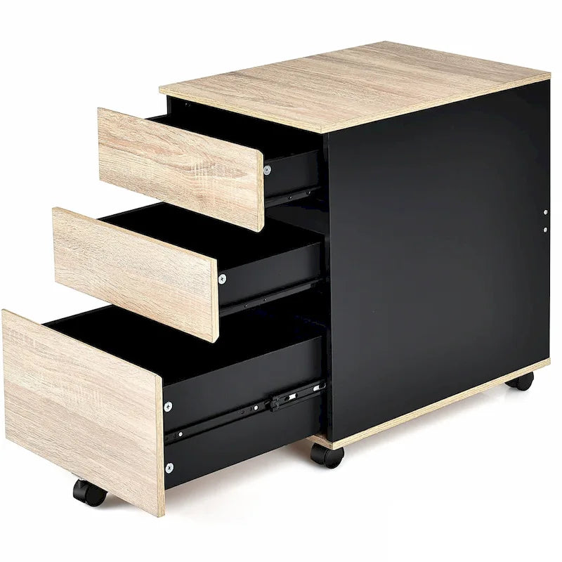 Costway 3-Drawer Mobile File Cabinet Vertical Filling Cabinet for Home