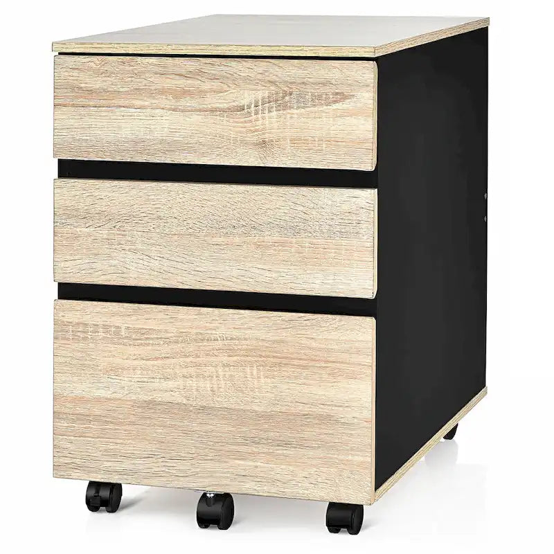 Costway 3-Drawer Mobile File Cabinet Vertical Filling Cabinet for Home