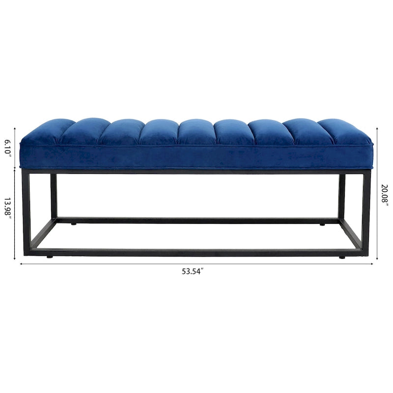 Metal Base Velvet Upholstered Bench for Bedroom Entryway