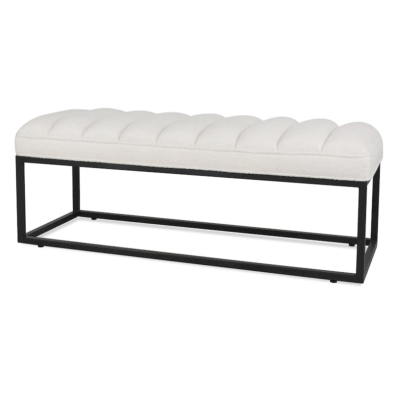 Metal Base Velvet Upholstered Bench for Bedroom Entryway