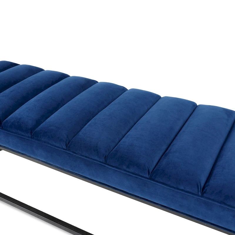 Metal Base Velvet Upholstered Bench for Bedroom Entryway
