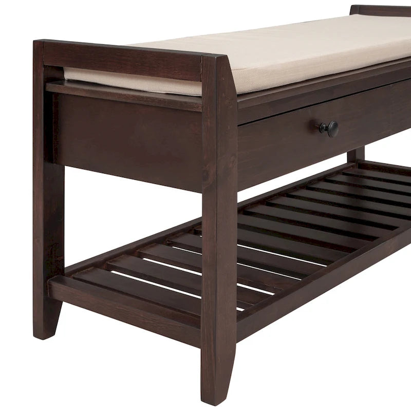 Multi-purpose Shoe Rack with Cushioned Seat and Drawers