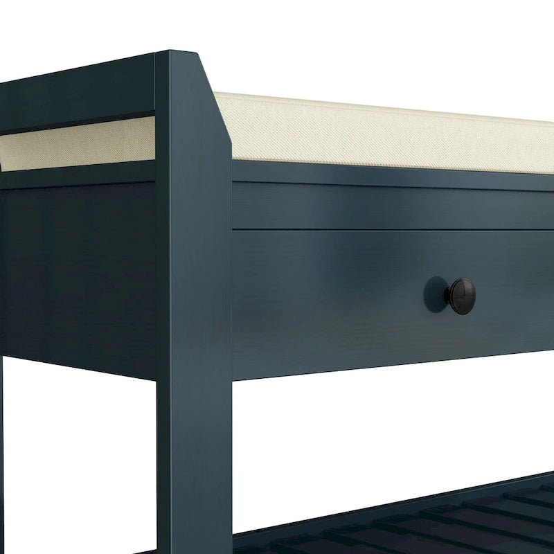 Multi-purpose Shoe Rack with Cushioned Seat and Drawers