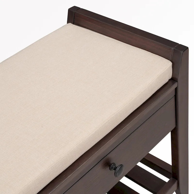43 Entryway Storage Bench Shoe Rack with Cushioned Seat and Drawers