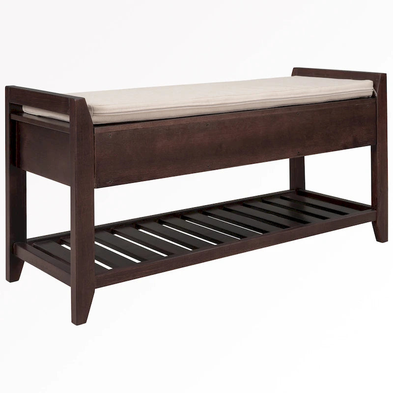 43 Entryway Storage Bench Shoe Rack with Cushioned Seat and Drawers