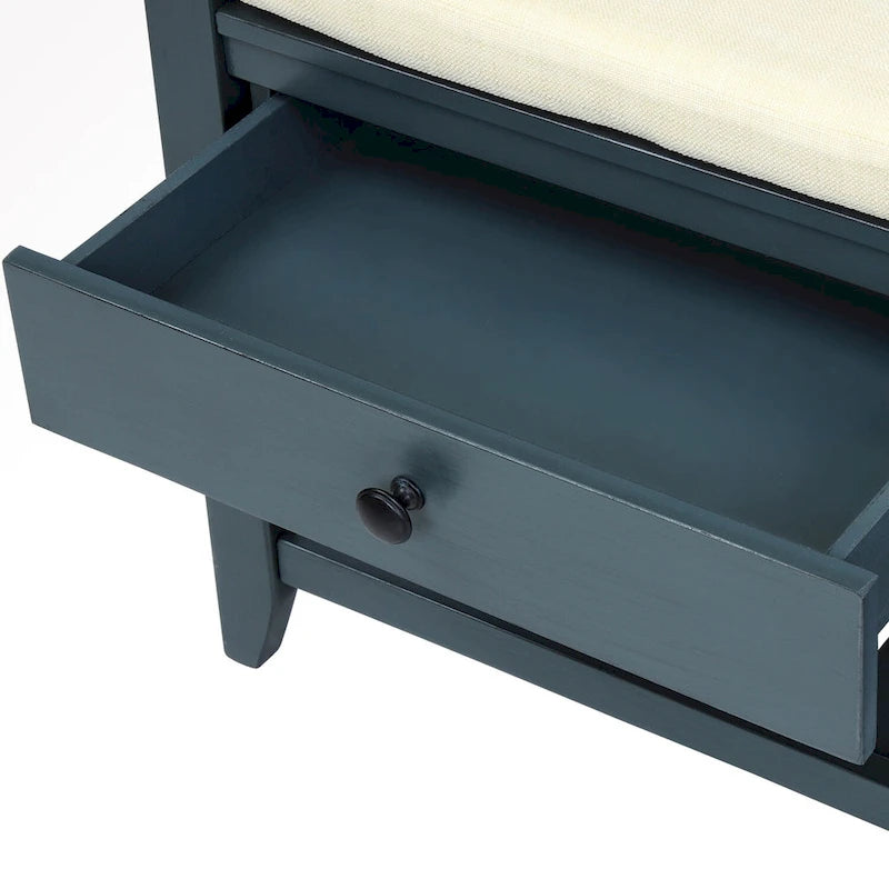 43 Entryway Storage Bench Shoe Rack with Cushioned Seat and Drawers