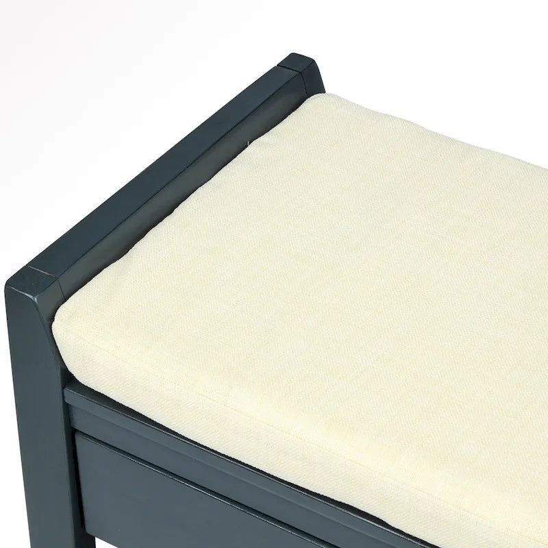 43 Entryway Storage Bench Shoe Rack with Cushioned Seat and Drawers