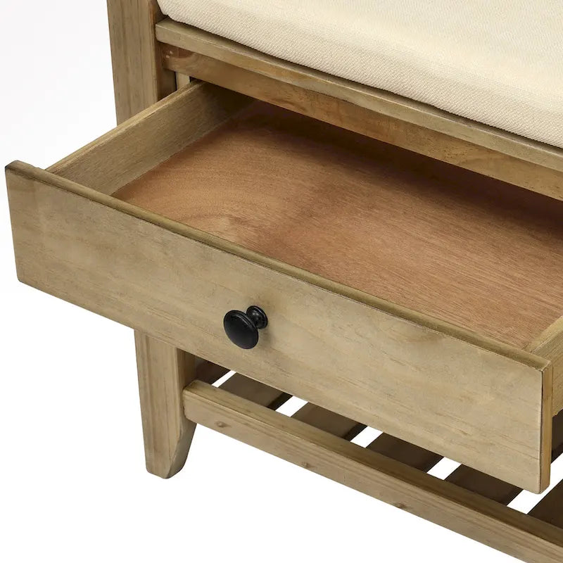 43 Entryway Storage Bench Shoe Rack with Cushioned Seat and Drawers
