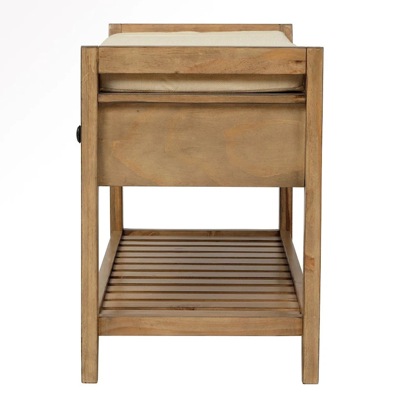 43 Entryway Storage Bench Shoe Rack with Cushioned Seat and Drawers
