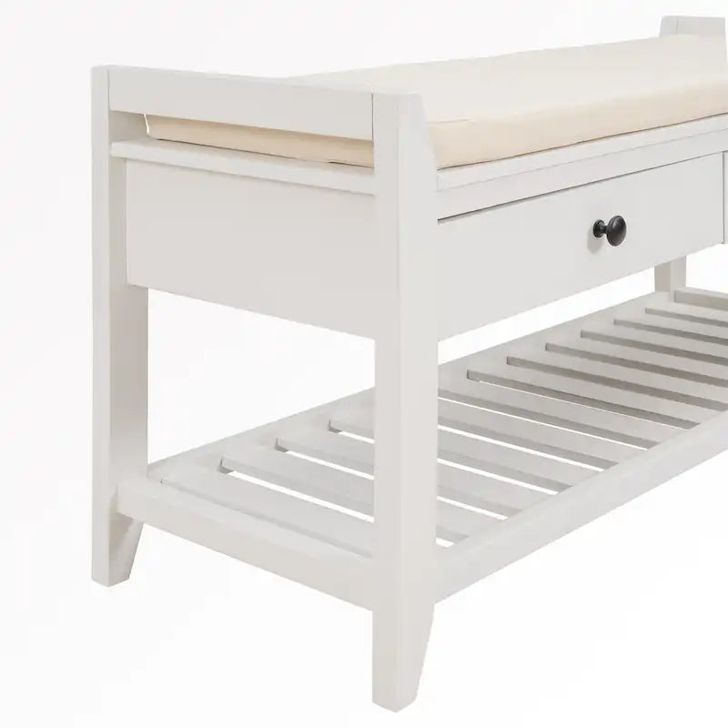 43 Entryway Storage Bench Shoe Rack with Cushioned Seat and Drawers