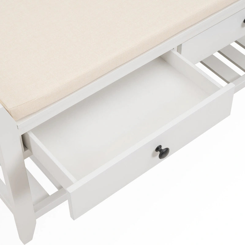 43 Entryway Storage Bench Shoe Rack with Cushioned Seat and Drawers