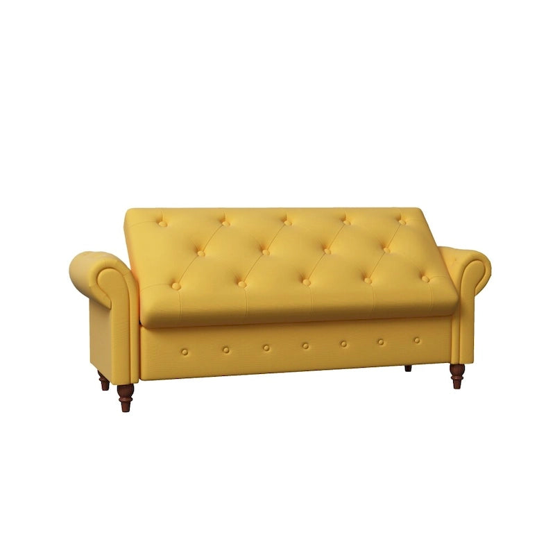 63 in. L Yellow Fabric Bed Storage Bench