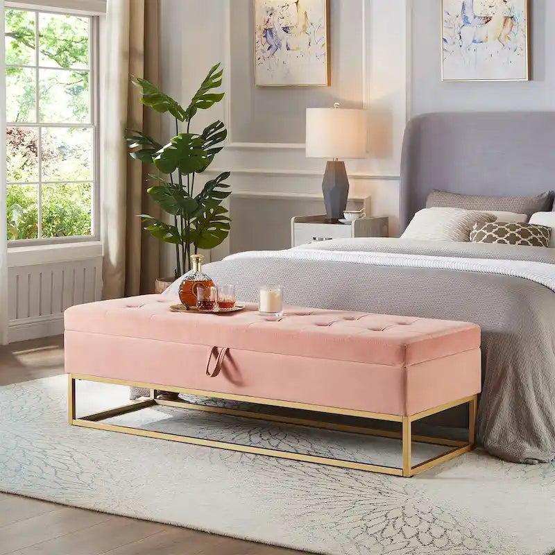 Metal Base Bed Bench with Storage