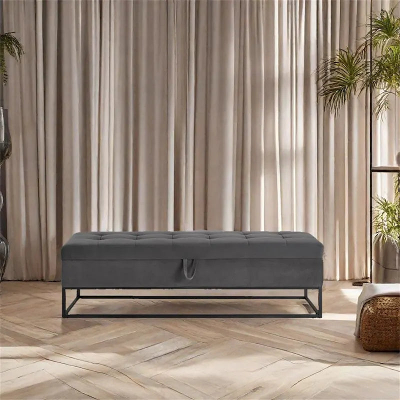 Metal Base Bed Bench with Storage