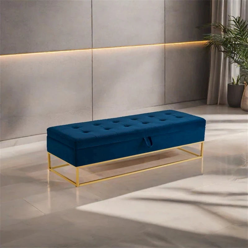Metal Base Bed Bench with Storage