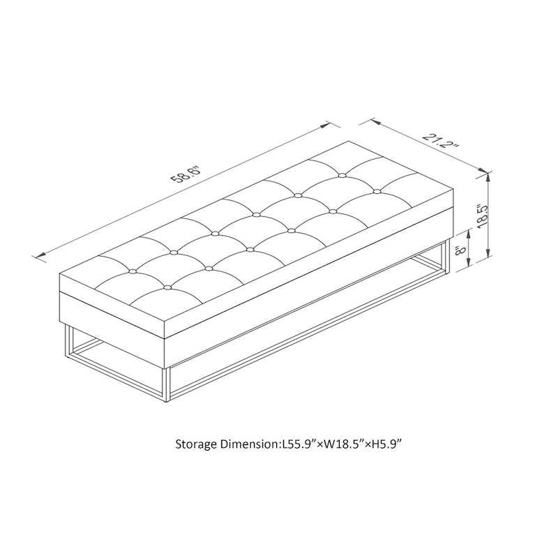 Metal Base Bed Bench with Storage