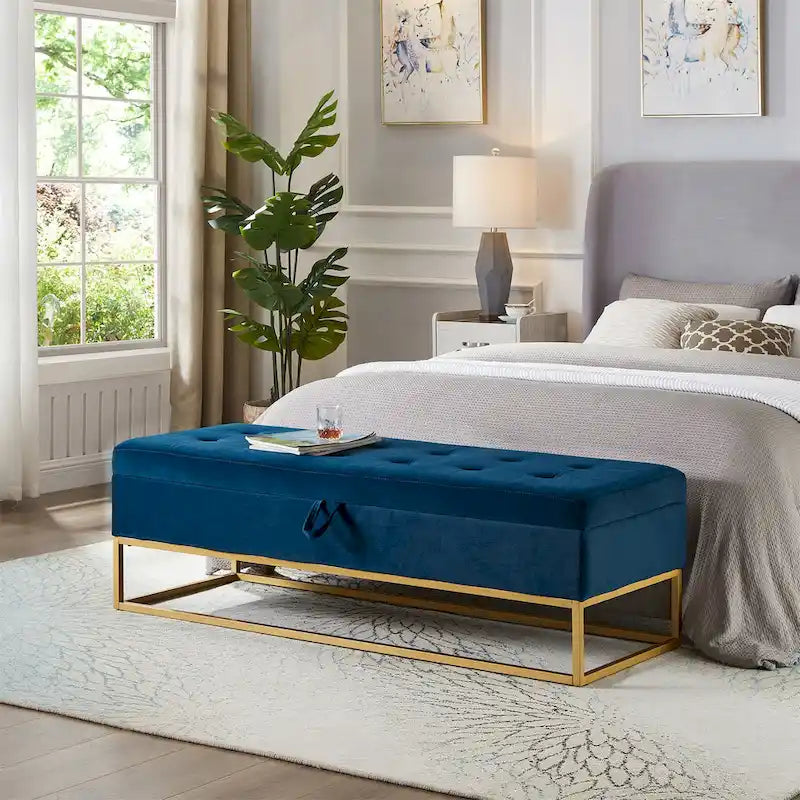 Metal Base Bed Bench with Storage