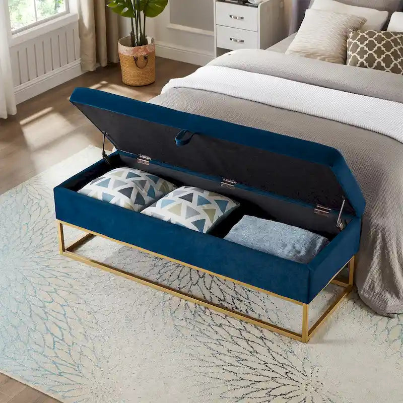Metal Base Bed Bench with Storage