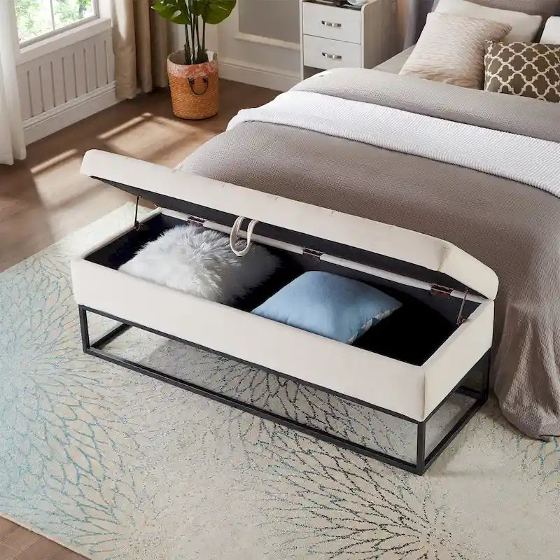 Metal Base Bed Bench with Storage