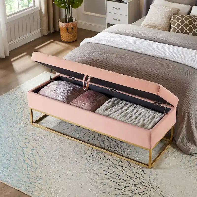 Metal Base Bed Bench with Storage