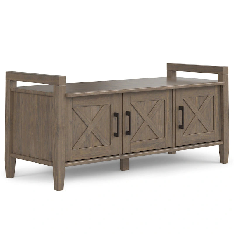 WYNDENHALL Cantina SOLID WOOD 44 inch Wide Transitional Entryway Storage Bench in Smoky Brown - 18 d x 44 w x 19.8 h