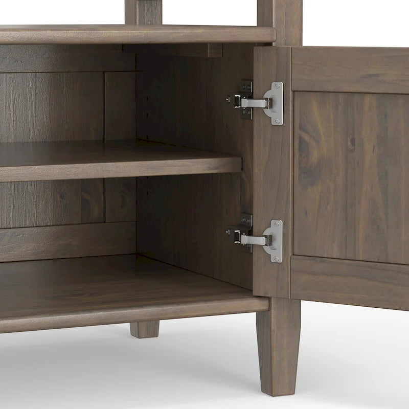 WYNDENHALL Cantina SOLID WOOD 44 inch Wide Transitional Entryway Storage Bench in Smoky Brown - 18 d x 44 w x 19.8 h