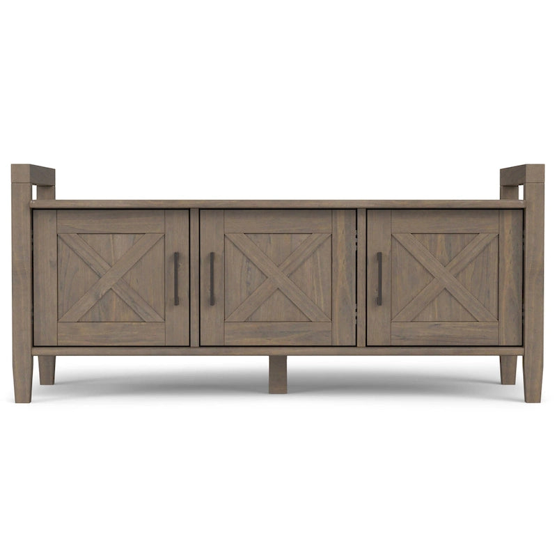WYNDENHALL Cantina SOLID WOOD 44 inch Wide Transitional Entryway Storage Bench in Smoky Brown - 18 d x 44 w x 19.8 h