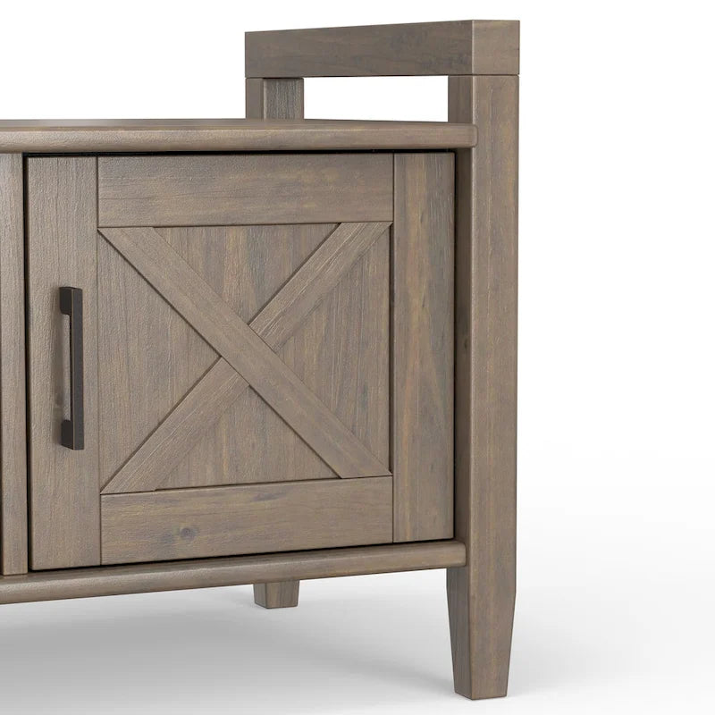 WYNDENHALL Cantina SOLID WOOD 44 inch Wide Transitional Entryway Storage Bench in Smoky Brown - 18 d x 44 w x 19.8 h