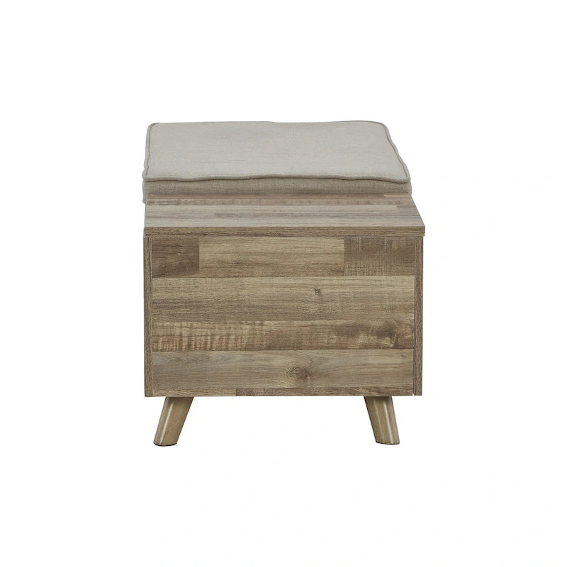 Gerdanet Beige/Brown Storage Bench - 38W x 18D x 16H