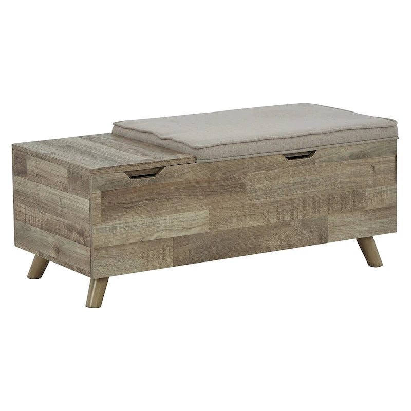 Gerdanet Beige/Brown Storage Bench - 38W x 18D x 16H