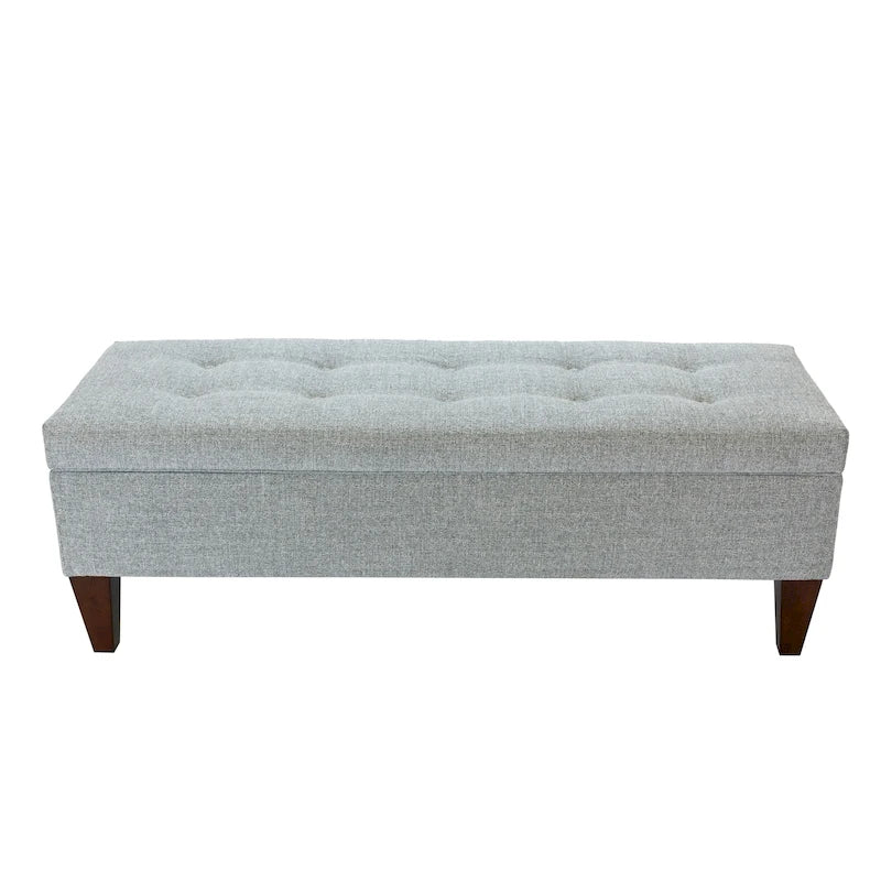 Fabric & Wood Button-Tufted Long Storage Bench