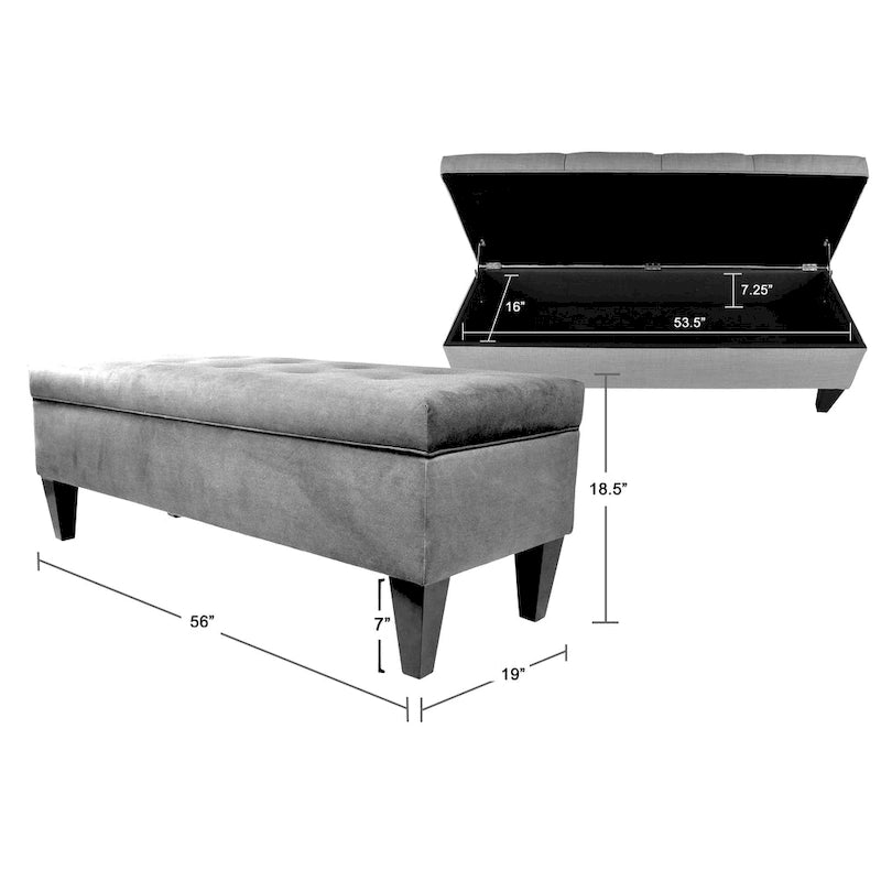 Brooke NOVA Fabric/ Wood Button-tufted Long Storage Bench