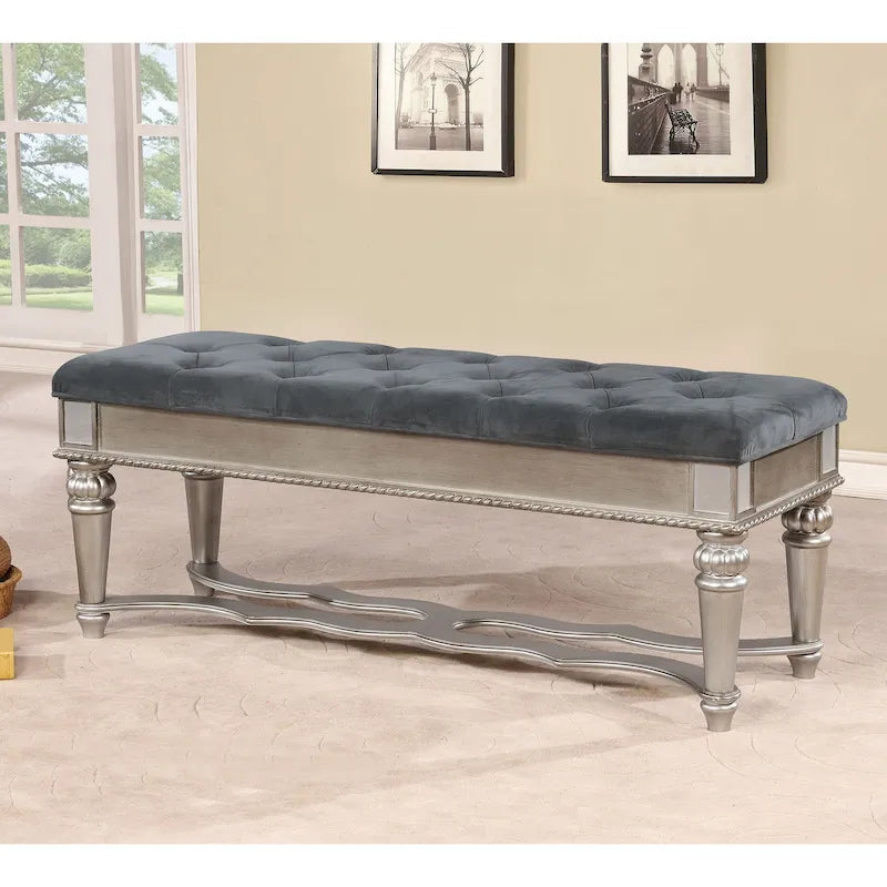 Zeln Traditional Fabric Tufted Upholstered Accent Bench by Furniture of America