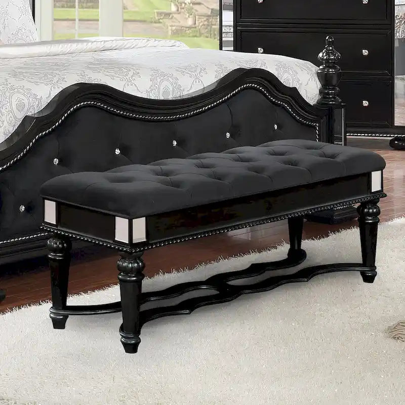 Zeln Traditional Fabric Tufted Upholstered Accent Bench by Furniture of America